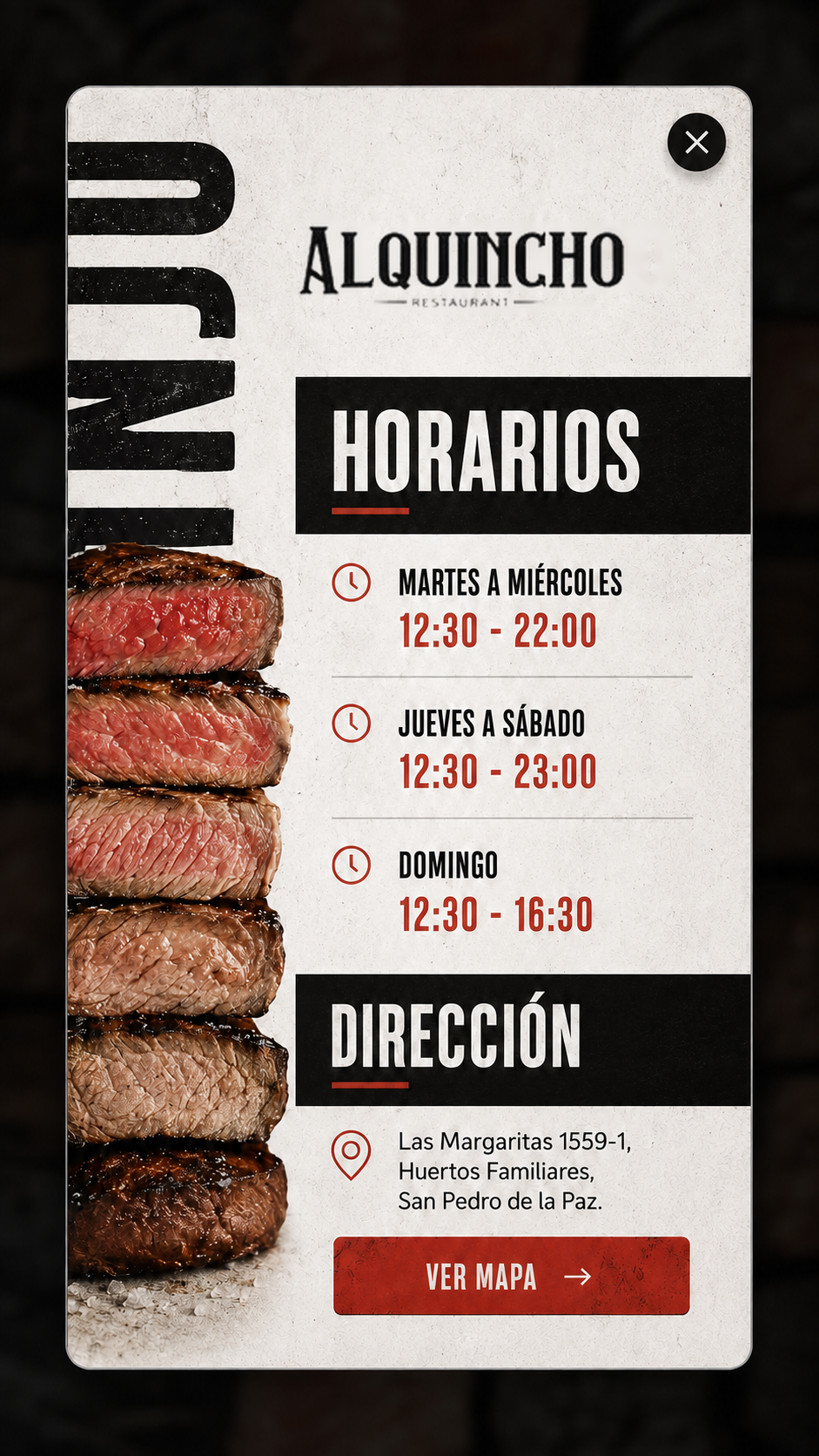 Horarios y dirección de Al Quincho Restaurant